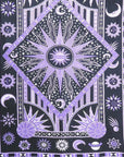 80" X 56" Purple Black And White Mandala Cotton Hanging Tapestry