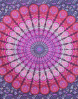 80" X 56" Purple Pink And White Mandala Cotton Hanging Tapestry