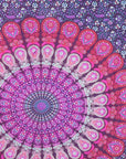 80" X 56" Purple Pink And White Mandala Cotton Hanging Tapestry