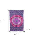 80" X 56" Purple Pink And White Mandala Cotton Hanging Tapestry