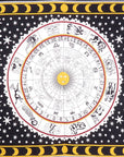 80" X 56" Black White And Yellow Cotton Hanging Tapestry