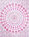 80" X 56" Pink And White Mandala Cotton Hanging Tapestry