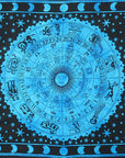 80" X 56" Black And Blue Cotton Hanging Tapestry