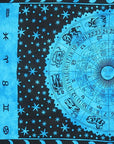 80" X 56" Black And Blue Cotton Hanging Tapestry