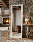 Brushed White Wooden Mirror