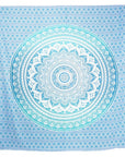 92" X 84" Sea Green And White Mandala Cotton Hanging Tapestry