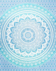 92" X 84" Sea Green And White Mandala Cotton Hanging Tapestry