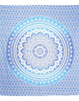 92" X 84" Blue And White Mandala Cotton Hanging Tapestry