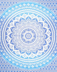 92" X 84" Blue And White Mandala Cotton Hanging Tapestry