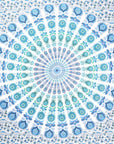 92" X 84" Blue Green And White Mandala Cotton Hanging Tapestry