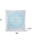 92" X 84" Blue Green And White Mandala Cotton Hanging Tapestry