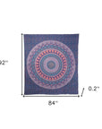 92" X 84" Green Blue And Orange Mandala Cotton Hanging Tapestry