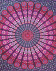 92" X 84" Pink Red And Purple Mandala Cotton Hanging Tapestry