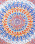 92" X 84" Orange Blue And Yellow Mandala Cotton Hanging Tapestry