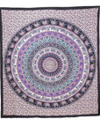 92" X 84" Purple Black And White Mandala Cotton Hanging Tapestry