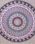 92" X 84" Purple Black And White Mandala Cotton Hanging Tapestry
