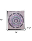 92" X 84" Purple Black And White Mandala Cotton Hanging Tapestry