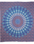 92" X 84" Navy Blue Ivory And Brown Mandala Cotton Hanging Tapestry