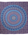 92" X 84" Sky Blue And Purple Mandala Cotton Hanging Tapestry