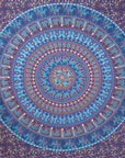 92" X 84" Sky Blue And Purple Mandala Cotton Hanging Tapestry