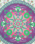 88" X 84" Green Purple And White Floral Cotton Hanging Tapestry