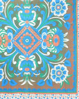 88" X 84" Brown Blue And White Floral Cotton Hanging Tapestry