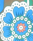 88" X 84" Brown Blue And White Floral Cotton Hanging Tapestry
