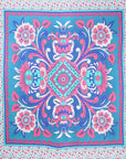 88" X 84" Blue Red And White Floral Cotton Hanging Tapestry