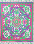 88" X 84" Pink Green And White Floral Cotton Hanging Tapestry