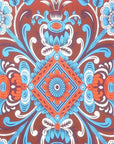88" X 84" Red Blue And White Floral Cotton Hanging Tapestry