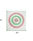 88" X 84" Green Red And White Floral Cotton Hanging Tapestry