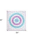 88" X 84" Pink Blue And White Floral Cotton Hanging Tapestry