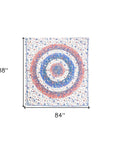 88" X 84" Blue White And Orange Floral Cotton Hanging Tapestry