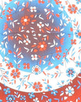 88" X 84" White Blue And Red Floral Cotton Hanging Tapestry