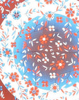 88" X 84" White Blue And Red Floral Cotton Hanging Tapestry