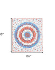 88" X 84" White Blue And Red Floral Cotton Hanging Tapestry