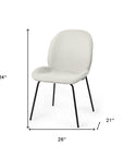 Set of Two White and Black Upholstered Fabric Dining Side Chairs