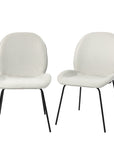 Set of Two White and Black Upholstered Fabric Dining Side Chairs