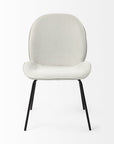 Set of Two White and Black Upholstered Fabric Dining Side Chairs