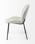 Set of Two White and Black Upholstered Fabric Dining Side Chairs