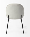 Set of Two White and Black Upholstered Fabric Dining Side Chairs