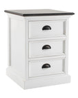 24" White and Brown Three Drawer Wood Nightstand