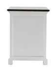 24" White and Brown Three Drawer Wood Nightstand