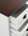 24" White and Brown Three Drawer Wood Nightstand