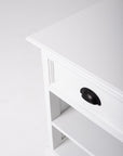 24" White Solid Wood Distressed One Drawer Nightstand