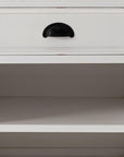 Distressed White and Deep Brown Nightstand With Shelves