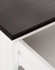 Distressed White and Deep Brown Nightstand With Shelves