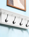 28" Classic White Wood Four Hook Hanging Coat Rack