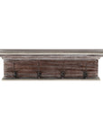 28" Brown Solid Wood Four Hook Wall Mount Coat Rack