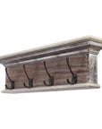 28" Brown Solid Wood Four Hook Wall Mount Coat Rack